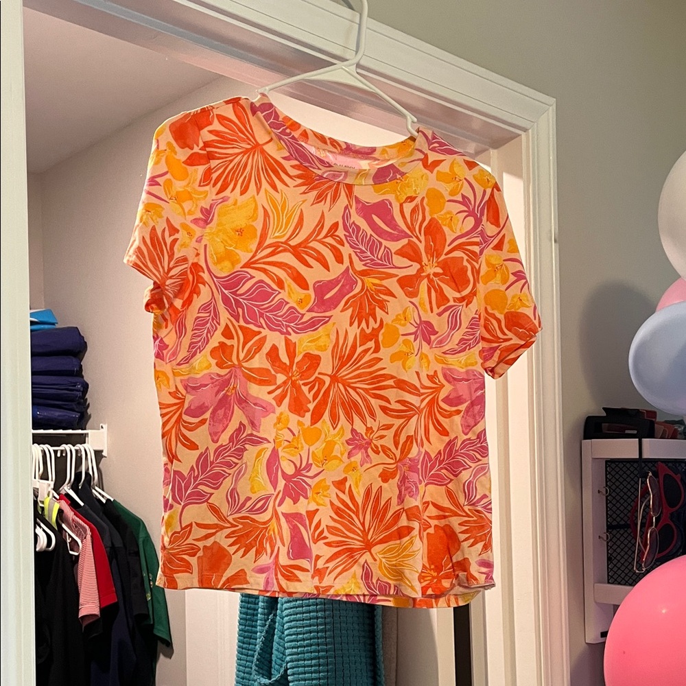 Old Navy Women's Floral Top - Orange, Yellow, Pink